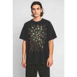 American Vintage Glow Skulls Spider Web Goth Graphic Horror Halloween Unisex Tee
